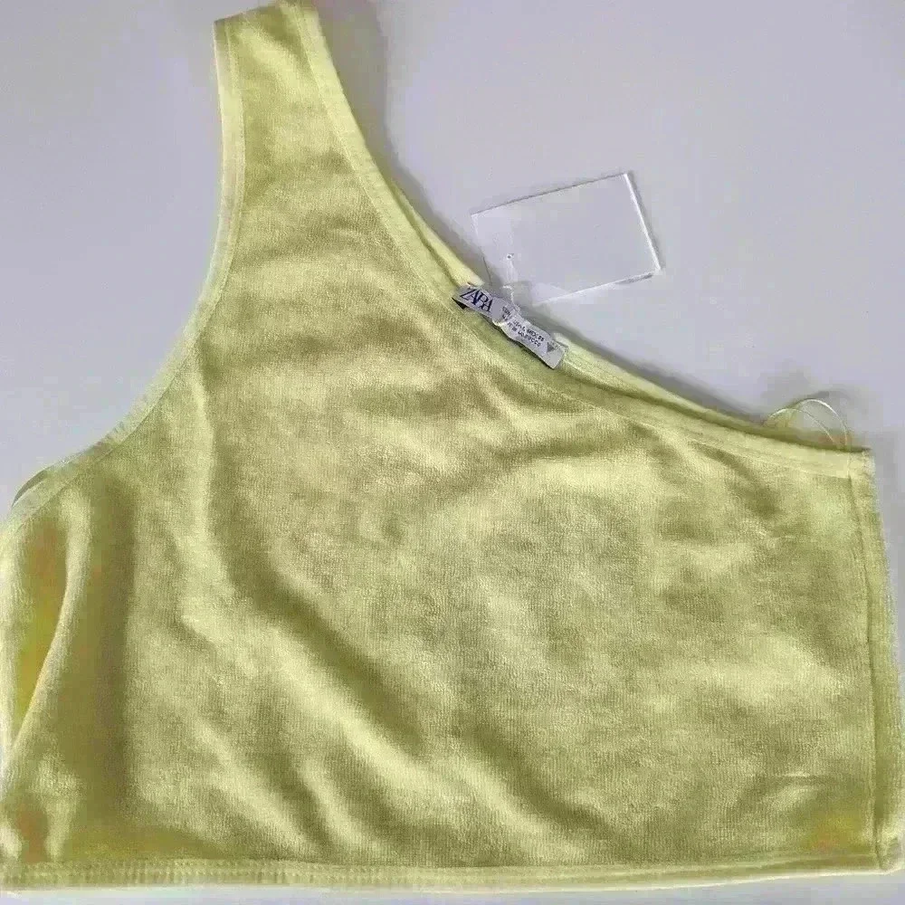 NWT Zara Bundle Floral Print Linen Cotton Cropped Top & Yellow Crop Top 2 pieces - Picture 5 of 7